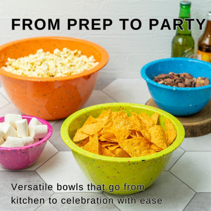 Confetti Melamine 4 Piece Nesting Mixing Bowls Set, Colorful Vibrant