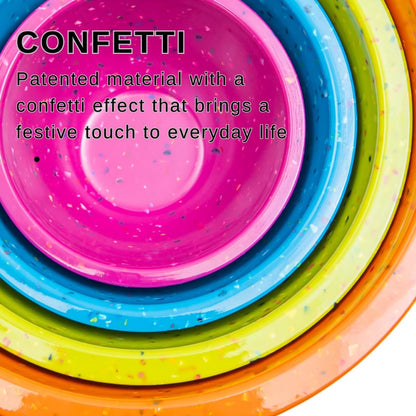 Confetti Melamine 4 Piece Nesting Mixing Bowls Set, Colorful Vibrant