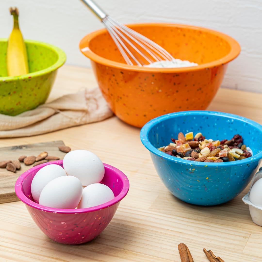 Confetti Melamine 4 Piece Nesting Mixing Bowls Set, Colorful Vibrant