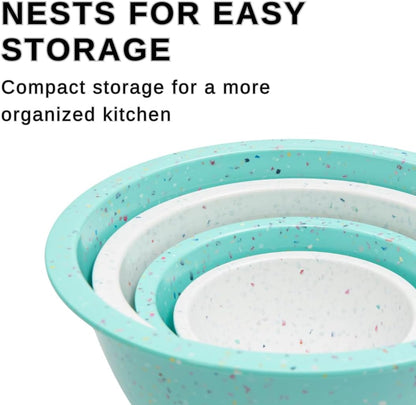 Confetti Melamine 4 Piece Nesting Mixing Bowls Set, Colorful Vibrant