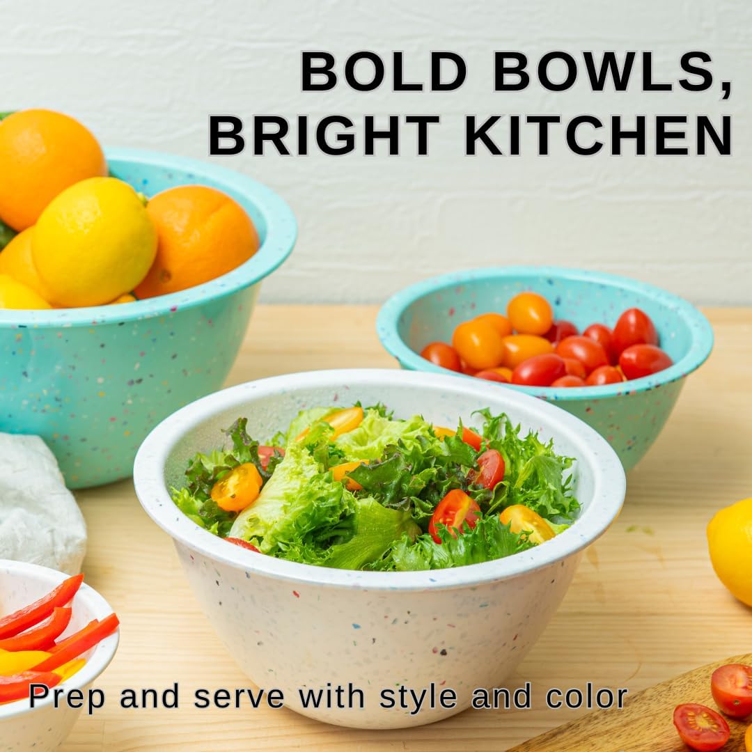Confetti Melamine 4 Piece Nesting Mixing Bowls Set, Colorful Vibrant