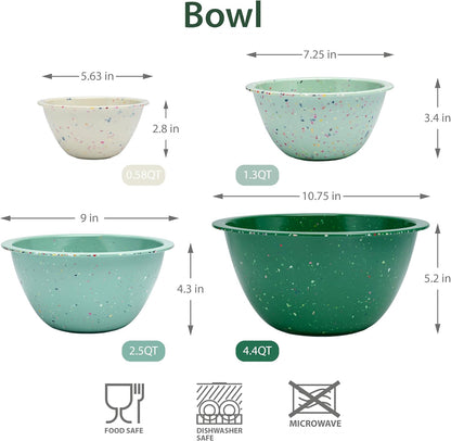 Confetti Melamine 4 Piece Nesting Mixing Bowls Set, Colorful Vibrant