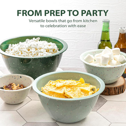 Confetti Melamine 4 Piece Nesting Mixing Bowls Set, Colorful Vibrant