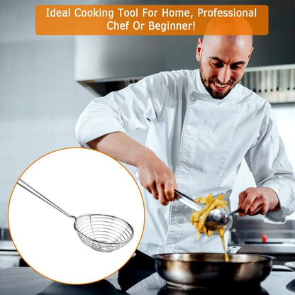 8 Pieces Stainless Steel Spider Strainer Spoon Small Wire Skimmer Colander with Handle for Hot Pot, Tortellini and Meatball