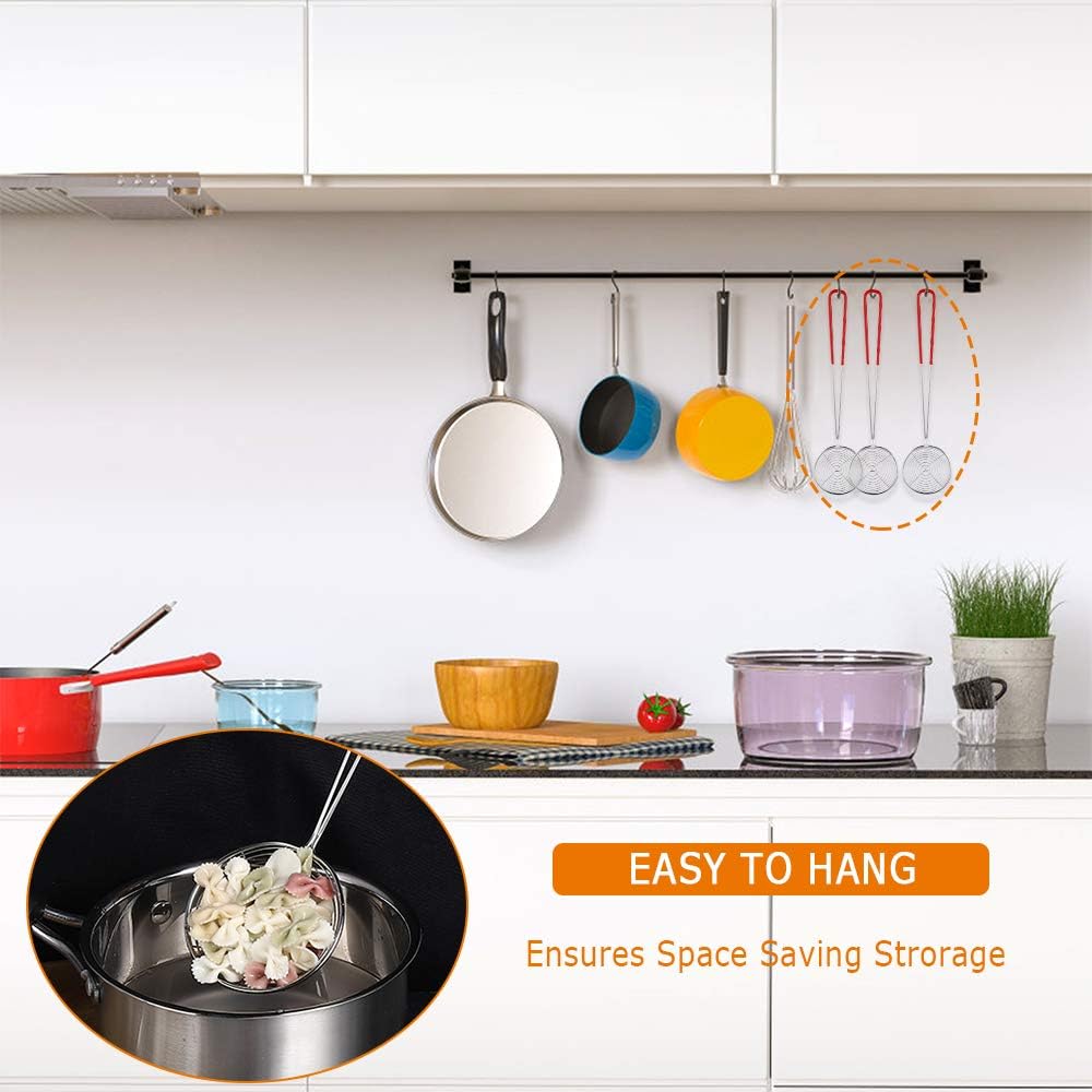 8 Pieces Stainless Steel Spider Strainer Spoon Small Wire Skimmer Colander with Handle for Hot Pot, Tortellini and Meatball
