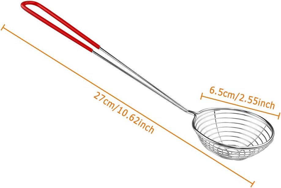 8 Pieces Stainless Steel Spider Strainer Spoon Small Wire Skimmer Colander with Handle for Hot Pot, Tortellini and Meatball
