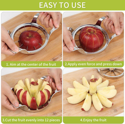 Heavy Duty Apple Cutter Corer, Large 12-Blade Stainless Steel Fruit Slicer