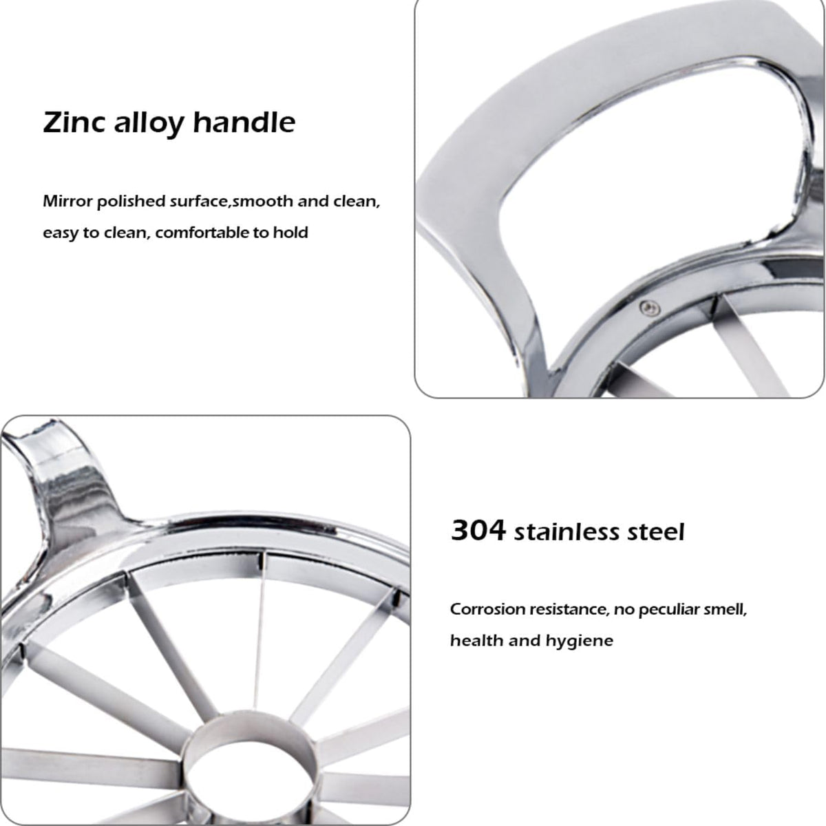 Heavy Duty Apple Cutter Corer, Large 12-Blade Stainless Steel Fruit Slicer