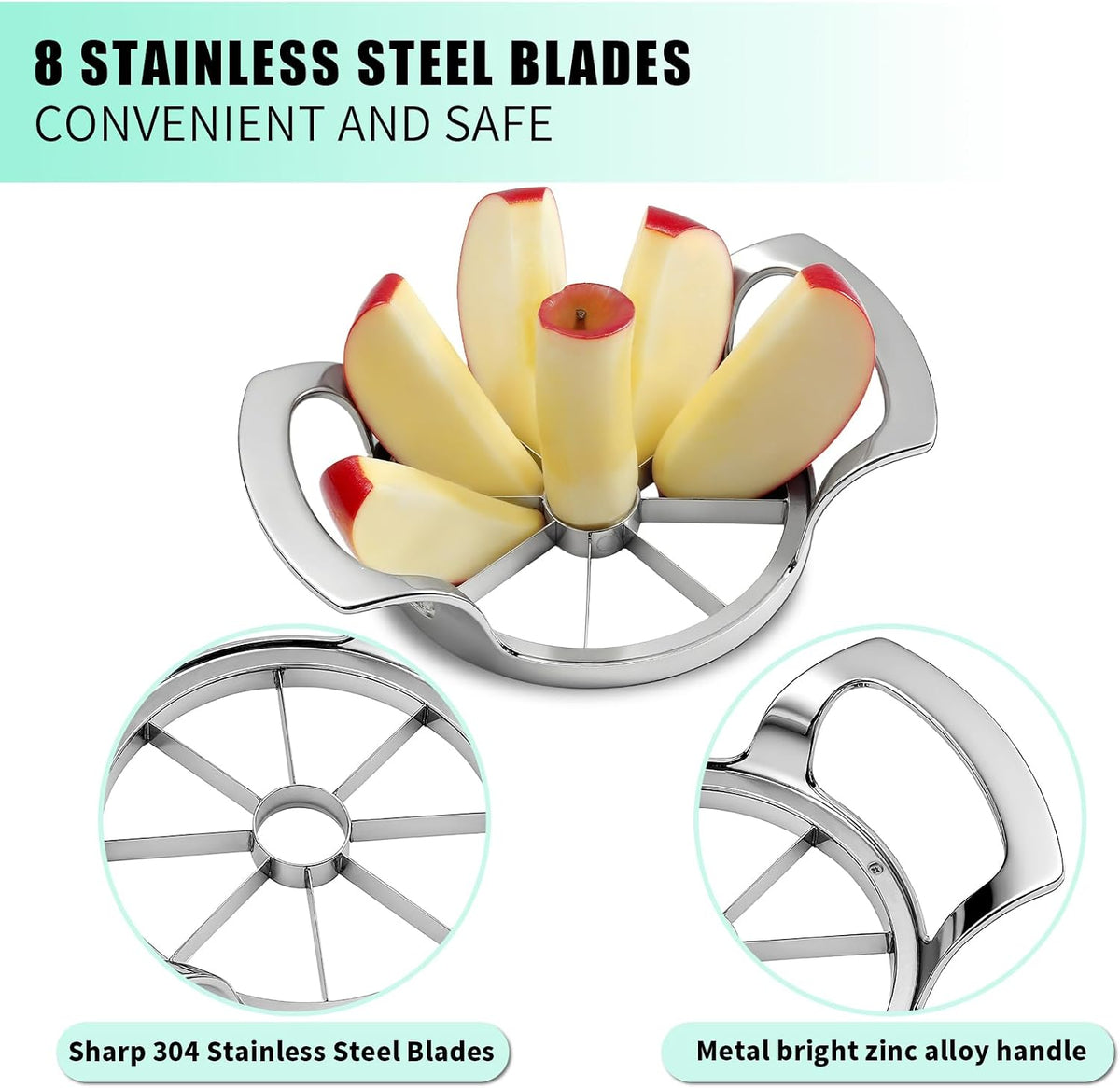 Heavy Duty Apple Cutter Corer, Large 12-Blade Stainless Steel Fruit Slicer