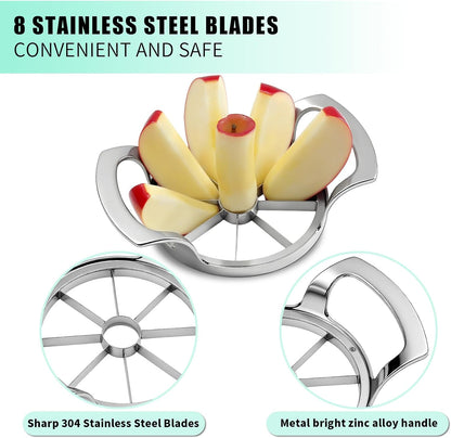 Heavy Duty Apple Cutter Corer, Large 12-Blade Stainless Steel Fruit Slicer
