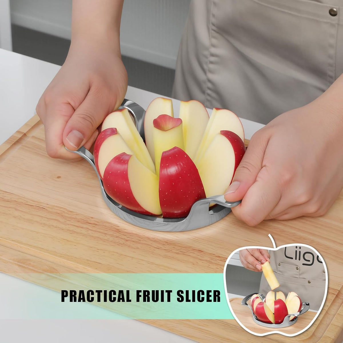 Heavy Duty Apple Cutter Corer, Large 12-Blade Stainless Steel Fruit Slicer