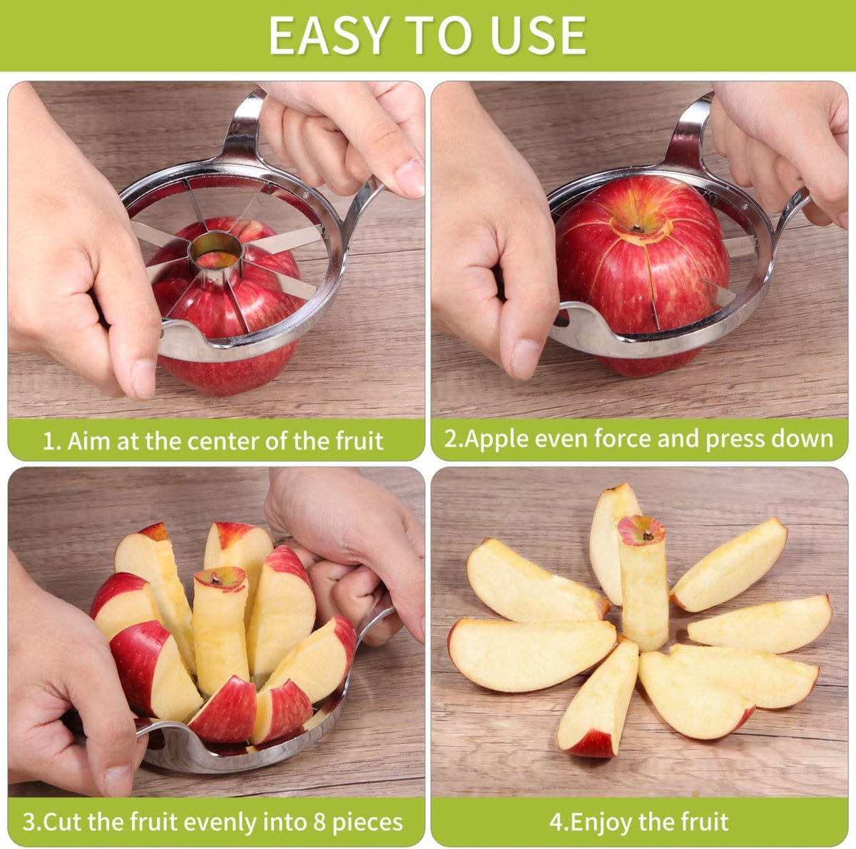 Heavy Duty Apple Cutter Corer, Large 12-Blade Stainless Steel Fruit Slicer
