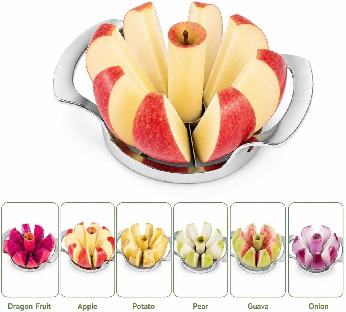Heavy Duty Apple Cutter Corer, Large 12-Blade Stainless Steel Fruit Slicer