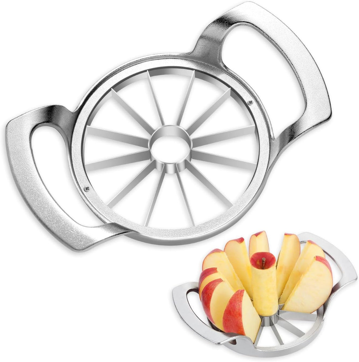 Heavy Duty Apple Cutter Corer, Large 12-Blade Stainless Steel Fruit Slicer
