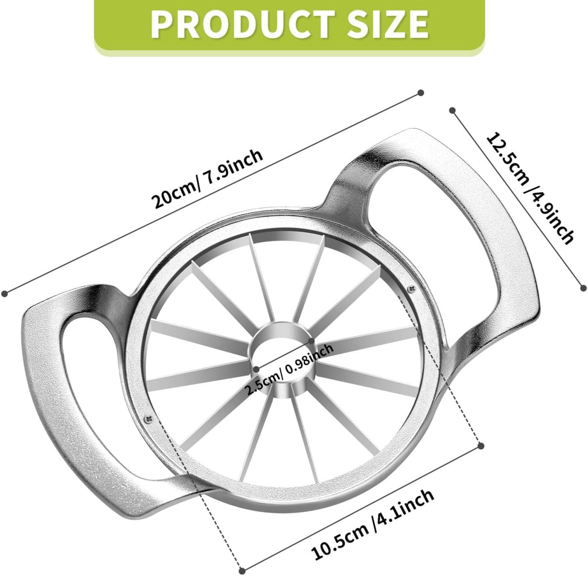 Heavy Duty Apple Cutter Corer, Large 12-Blade Stainless Steel Fruit Slicer