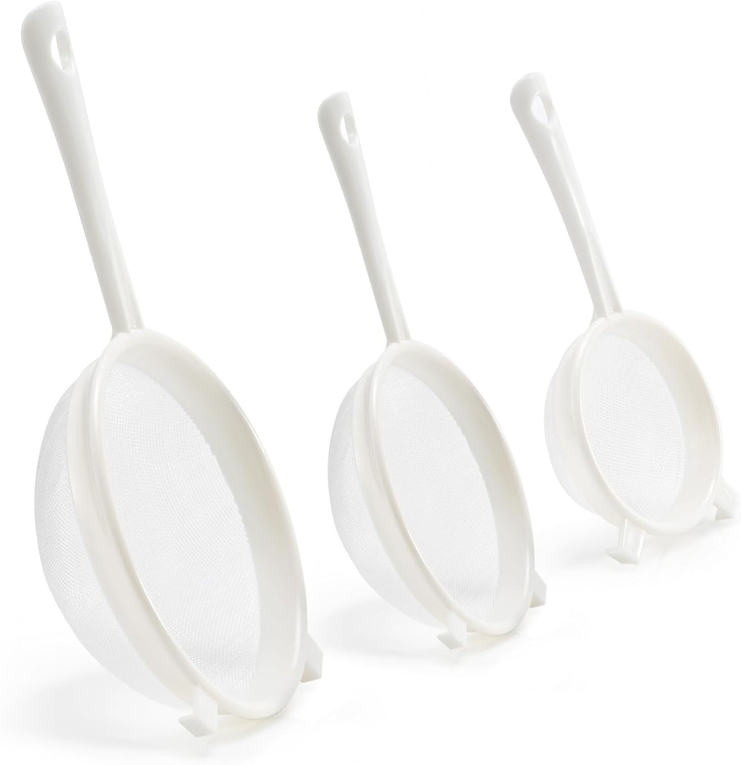 Kefir Strainer Set, 2-Size Plastic Non-Metal Sieve with Fine Mesh | 6.3" & 3.9" Diameter Double-size for Kefir Grains, Milk Kefir, Water Kefir & Kombucha - Durable, Food Grade & Easy Clean