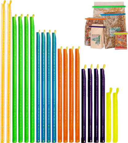 20-Sticks Bag Sealer Stick, 6 Diffrent Sizes, Chip Clips, Stay Fresh Bag Sealer Sticks, Keeps Food Bags Airtight Watertight & Food Fresh Longer
