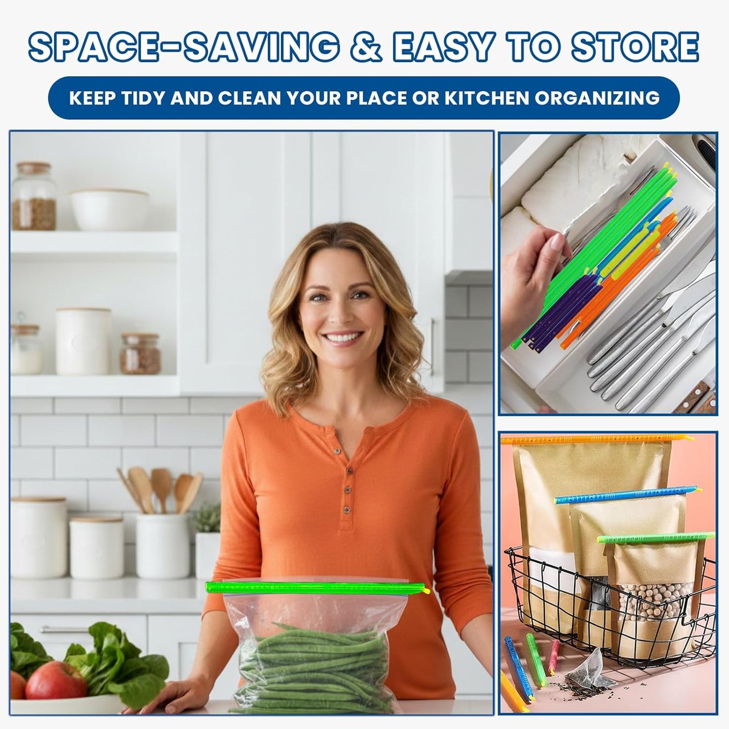 20-Sticks Bag Sealer Stick, 6 Diffrent Sizes, Chip Clips, Stay Fresh Bag Sealer Sticks, Keeps Food Bags Airtight Watertight & Food Fresh Longer