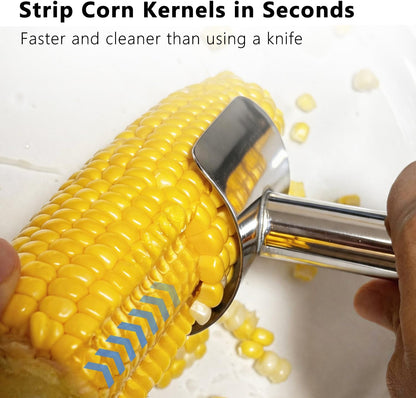 Safe Corn Peeler with Hidden Blade for Corn on the Cob, Stainless Steel Corn Stripper Tool, Easily Removes Kernels, No Knife Needed