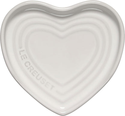 Stoneware Heart Shaped Spoon Rest, 5", White