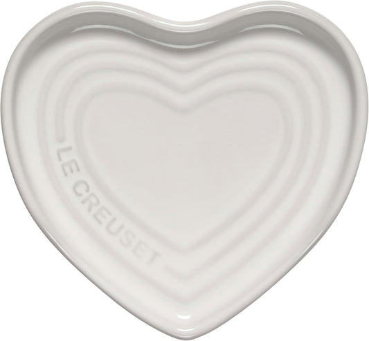 Stoneware Heart Shaped Spoon Rest, 5", White