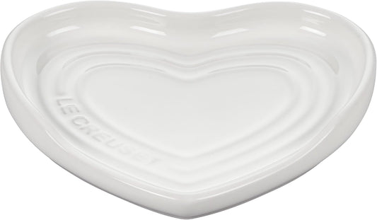 Stoneware Heart Shaped Spoon Rest, 5", White