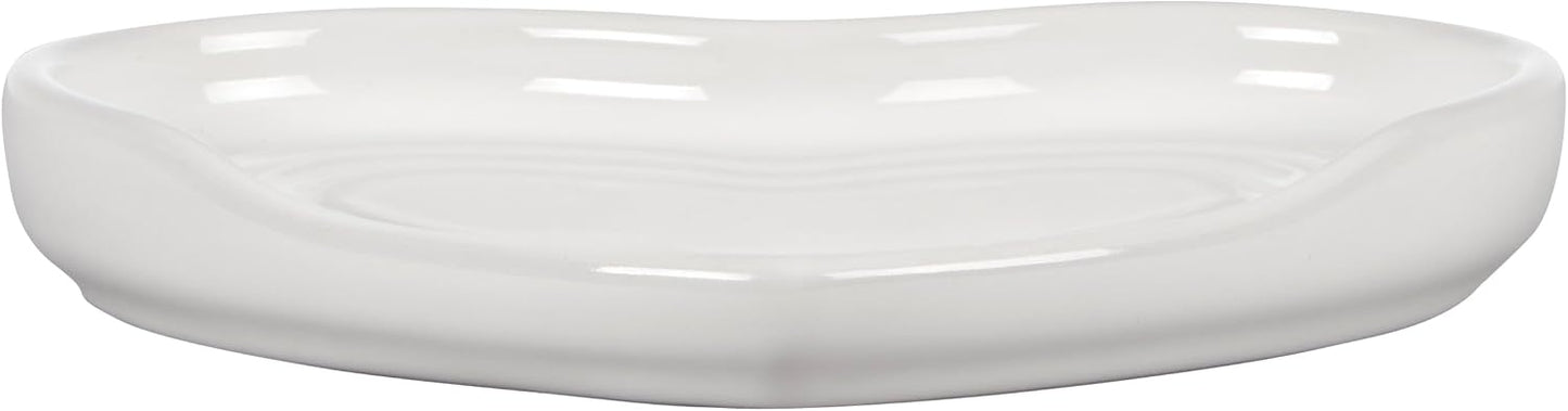 Stoneware Heart Shaped Spoon Rest, 5", White