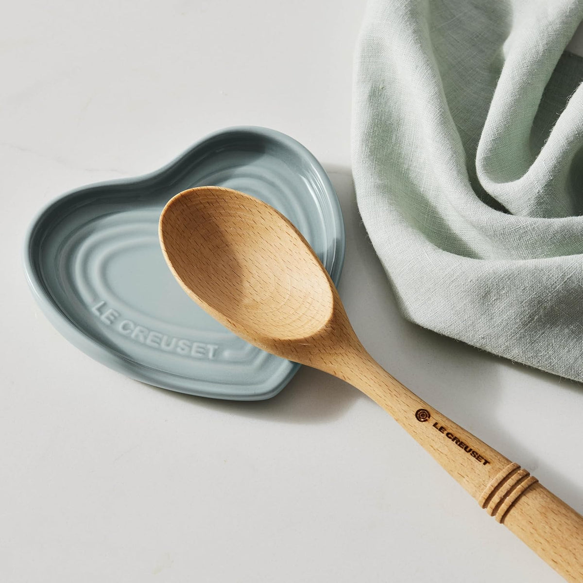 Stoneware Heart Shaped Spoon Rest, 5", White
