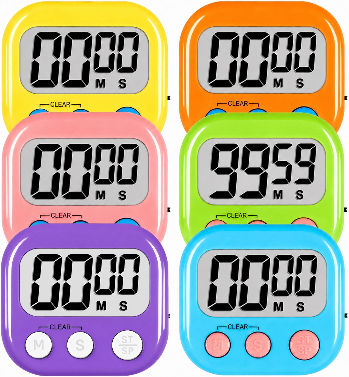 Classroom Timers for Kids Classroom Magnetic Digital Kitchen Timers for Cooking Teachers Gym Game 6 Pcs