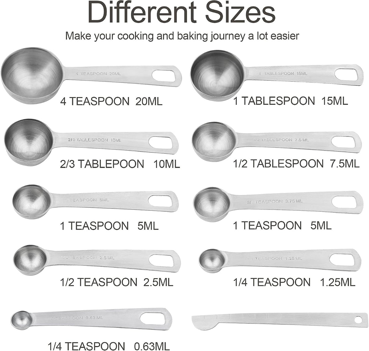 Measuring Cups and Spoons Set, 18/8 Stainless Steel Measuring Cups and Spoons for Kitchen & Baking, Heavy Duty Metric & US 8 Measuring cups, 9 Measuring Spoons Set