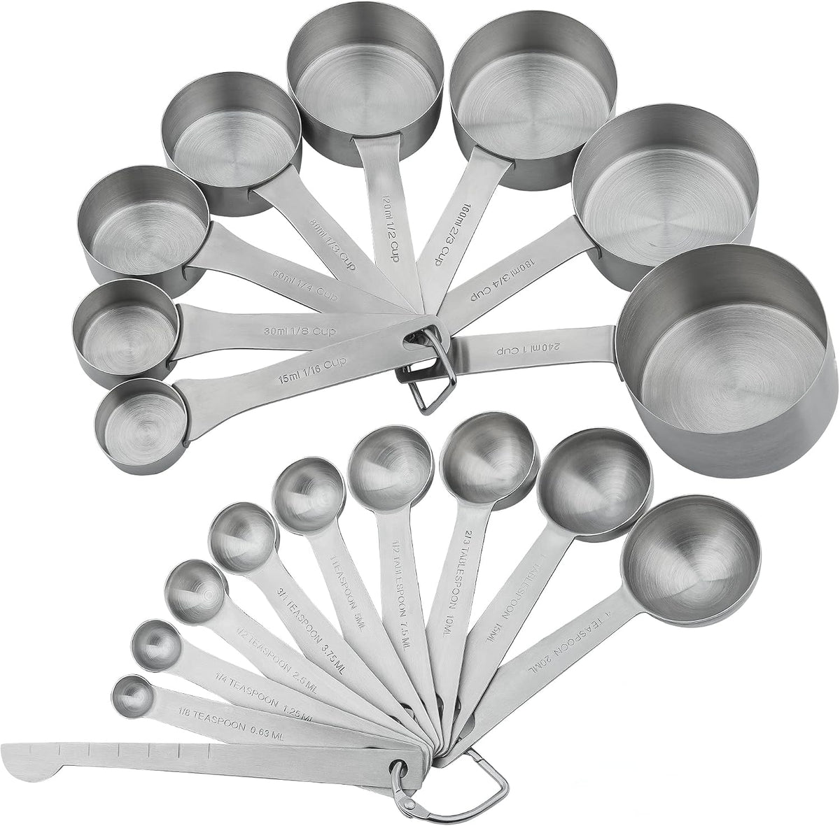 Measuring Cups and Spoons Set, 18/8 Stainless Steel Measuring Cups and Spoons for Kitchen & Baking, Heavy Duty Metric & US 8 Measuring cups, 9 Measuring Spoons Set
