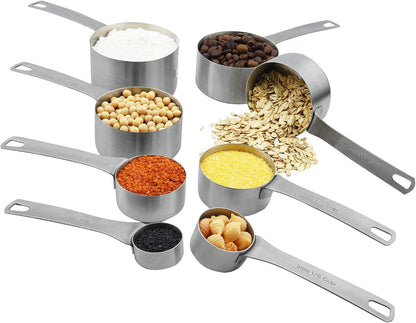 Measuring Cups and Spoons Set, 18/8 Stainless Steel Measuring Cups and Spoons for Kitchen & Baking, Heavy Duty Metric & US 8 Measuring cups, 9 Measuring Spoons Set