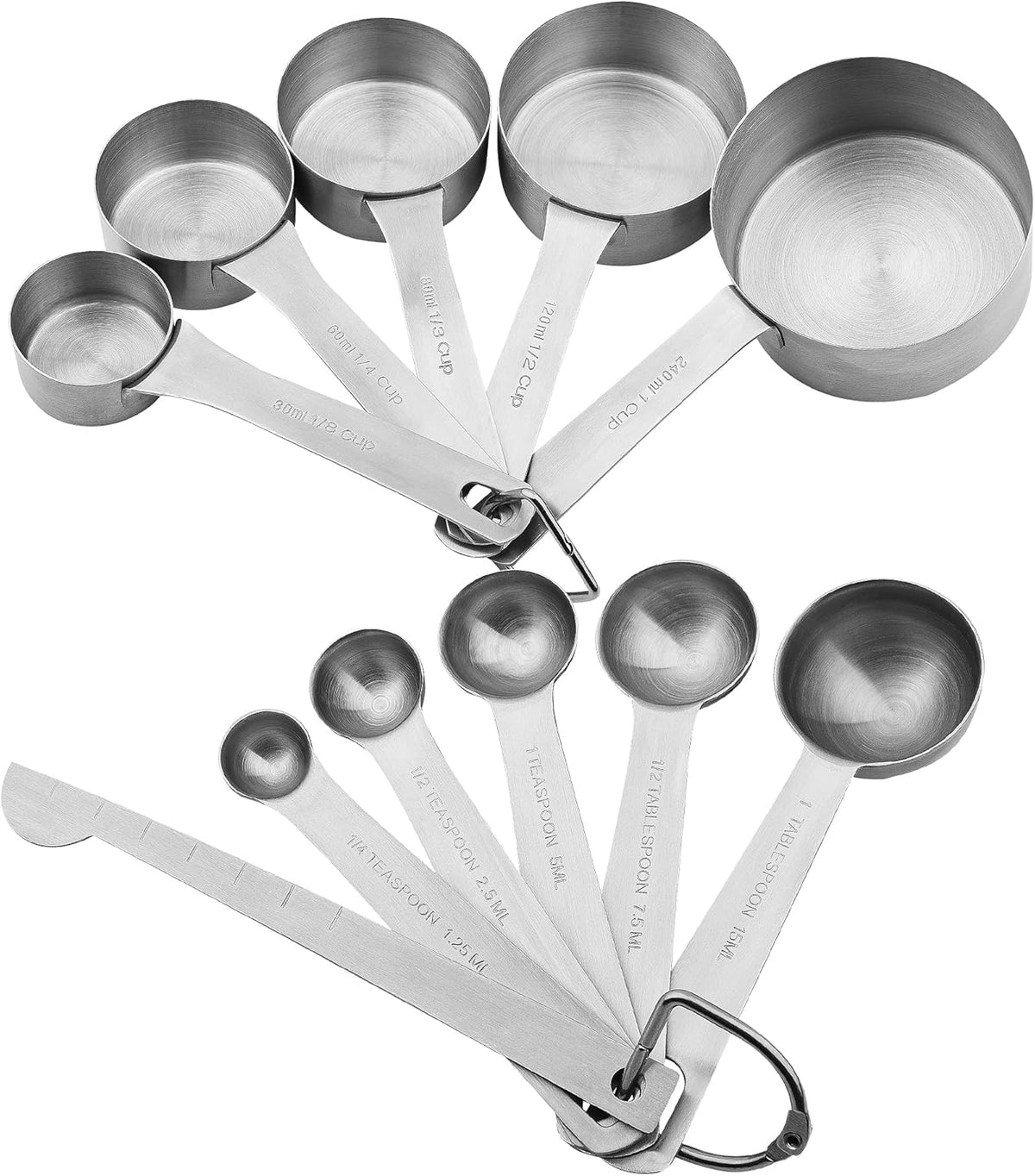 Measuring Cups and Spoons Set, 18/8 Stainless Steel Measuring Cups and Spoons for Kitchen & Baking, Heavy Duty Metric & US 8 Measuring cups, 9 Measuring Spoons Set