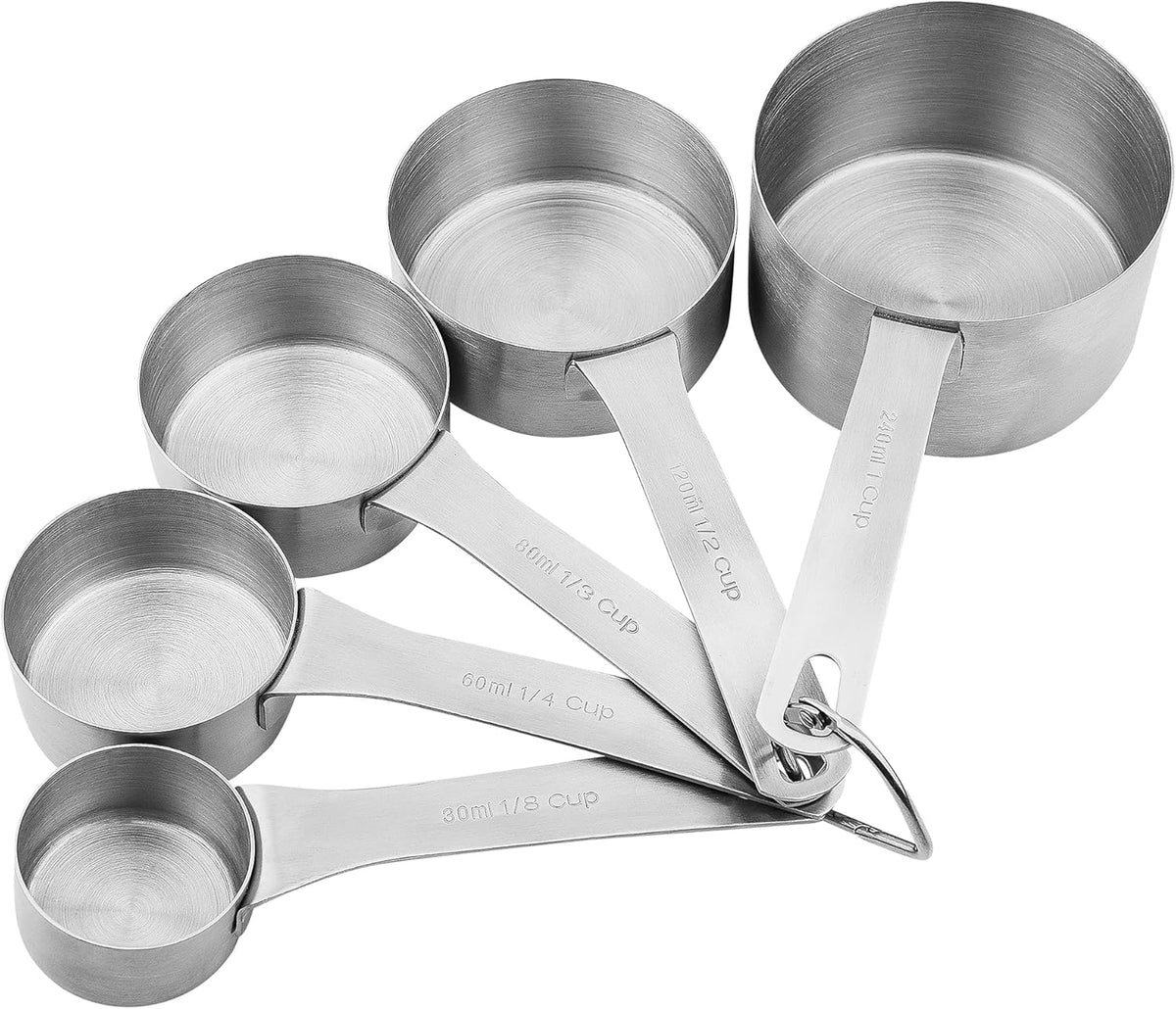Measuring Cups and Spoons Set, 18/8 Stainless Steel Measuring Cups and Spoons for Kitchen & Baking, Heavy Duty Metric & US 8 Measuring cups, 9 Measuring Spoons Set
