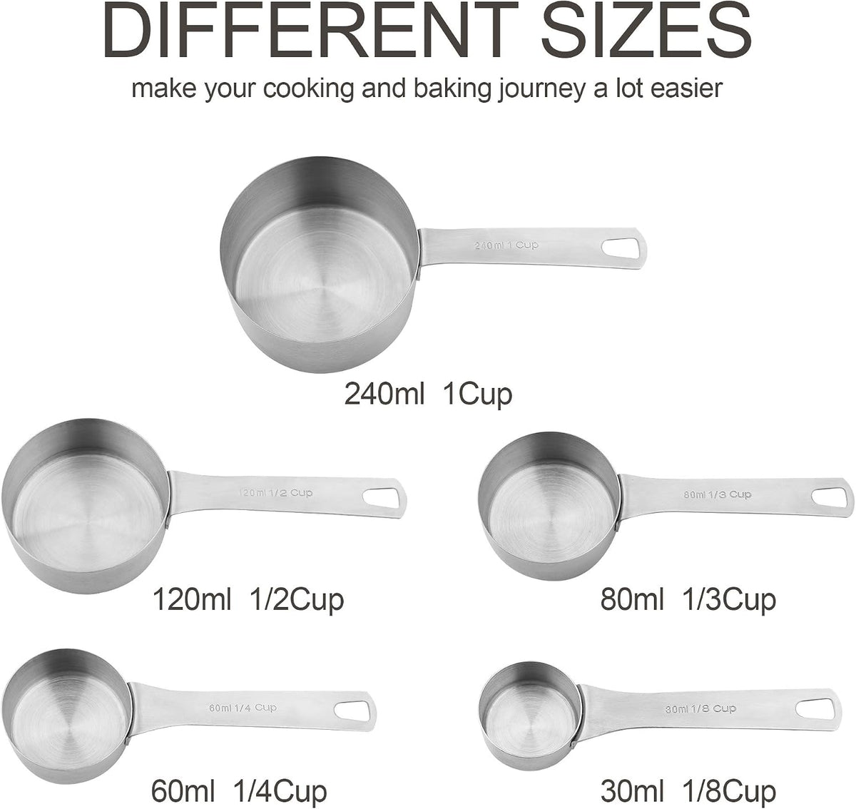 Measuring Cups and Spoons Set, 18/8 Stainless Steel Measuring Cups and Spoons for Kitchen & Baking, Heavy Duty Metric & US 8 Measuring cups, 9 Measuring Spoons Set