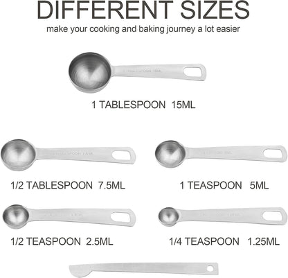 Measuring Cups and Spoons Set, 18/8 Stainless Steel Measuring Cups and Spoons for Kitchen & Baking, Heavy Duty Metric & US 8 Measuring cups, 9 Measuring Spoons Set