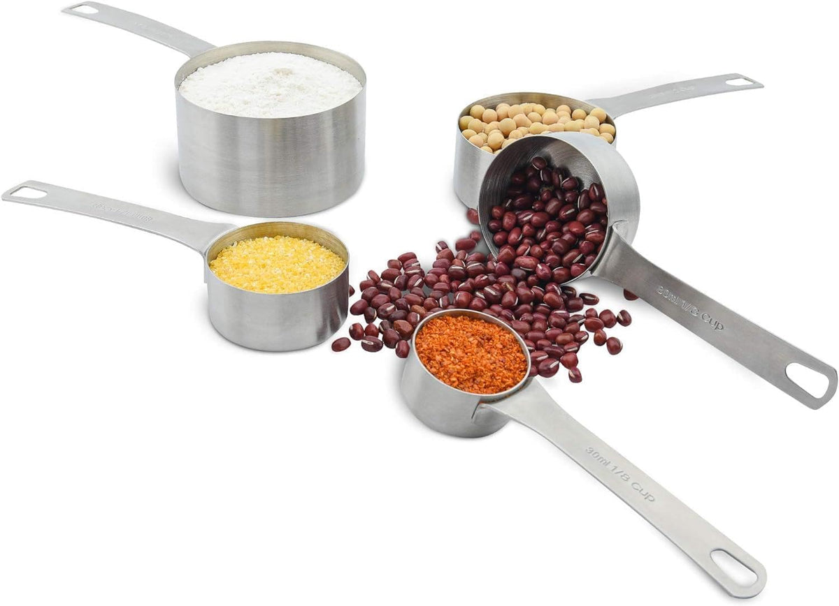 Measuring Cups and Spoons Set, 18/8 Stainless Steel Measuring Cups and Spoons for Kitchen & Baking, Heavy Duty Metric & US 8 Measuring cups, 9 Measuring Spoons Set