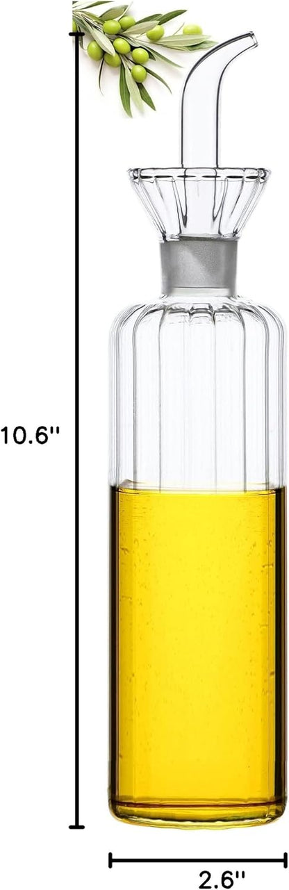 16 oz/480ml Non-Drip Olive Oil Dispenser Bottle 100% Glass Oil Carafe Decanter for Kitchen Oil & Vinegar Cruet for Cooking & BBQ