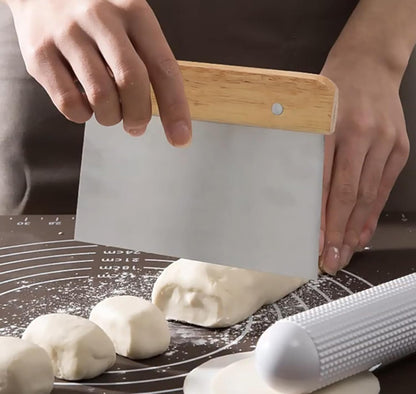 4pc wooden handle stainless steel Bench dough scraper set size 4 "6" 8 "10", baking scraper, cutting tool, scraper putty knife