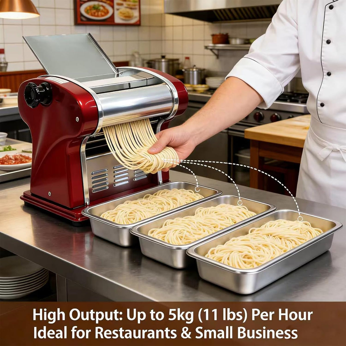 Electric Pasta Maker Machine, 135W Commercial Dough Sheeter with 2.5mm Blade, Adjustable 0.3-4mm Thickness, for Pasta, Dumplings – Restaurant & Home Use