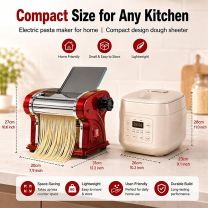 Electric Pasta Maker Machine, 135W Commercial Dough Sheeter with 2.5mm Blade, Adjustable 0.3-4mm Thickness, for Pasta, Dumplings – Restaurant & Home Use