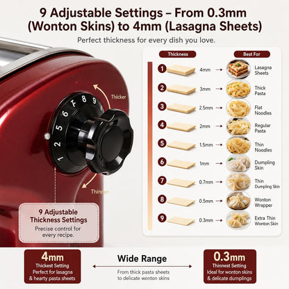 Electric Pasta Maker Machine, 135W Commercial Dough Sheeter with 2.5mm Blade, Adjustable 0.3-4mm Thickness, for Pasta, Dumplings – Restaurant & Home Use