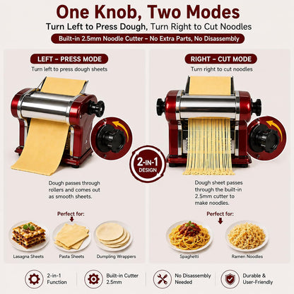 Electric Pasta Maker Machine, 135W Commercial Dough Sheeter with 2.5mm Blade, Adjustable 0.3-4mm Thickness, for Pasta, Dumplings – Restaurant & Home Use