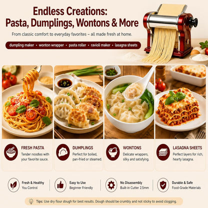 Electric Pasta Maker Machine, 135W Commercial Dough Sheeter with 2.5mm Blade, Adjustable 0.3-4mm Thickness, for Pasta, Dumplings – Restaurant & Home Use
