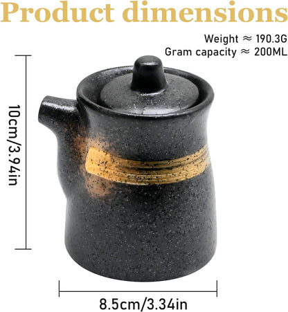 Ceramic Seasoning Bottle, Japanese Style Earthenware Ceramic Oil Dispenser, Olive Oil Dispenser, Sushi Sauce Container, 6.76 fl oz