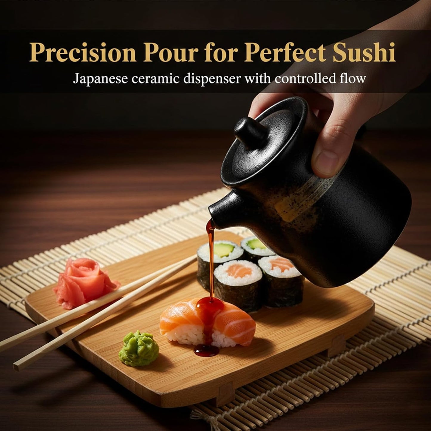 Ceramic Seasoning Bottle, Japanese Style Earthenware Ceramic Oil Dispenser, Olive Oil Dispenser, Sushi Sauce Container, 6.76 fl oz