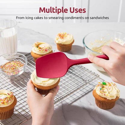 Silicone Spoon Spatula Set of 3, 600°F Heat Resistant, Multicolor | Silicone Spoons for Cooking, Food Grade Rubber Scraper Spatula Spoonula, Heatproof Kitchen Utensils Set for Nonstick Cookware