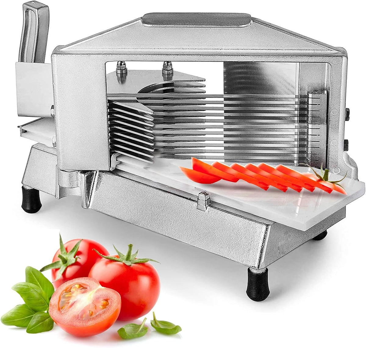 VEVOR Commercial Tomato Slicer 1/4" Heavy Duty Cutter with Built-in Cutting Board for Restaurant or Home Use