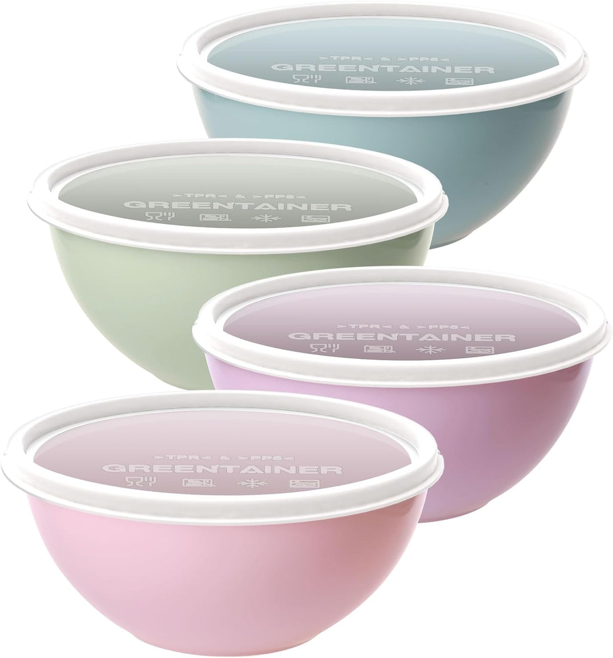 4-Piece Plastic Mixing Bowl Set with Lids for Kitchen, 67oz Lightweight Storage Bowls, Large Salad Bowls for Baking, Prepping, Cooking and Serving Food, Dishwasher & Microwave Safe