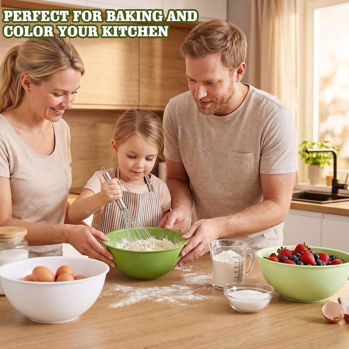 4-Piece Plastic Mixing Bowl Set with Lids for Kitchen, 67oz Lightweight Storage Bowls, Large Salad Bowls for Baking, Prepping, Cooking and Serving Food, Dishwasher & Microwave Safe